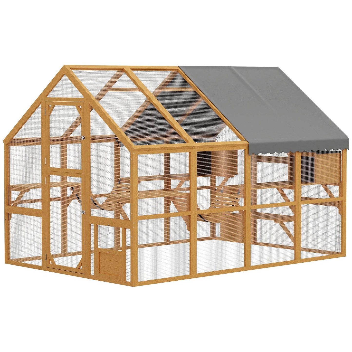 Large Outdoor Catio – Spacious Wooden Cat Enclosure with Waterproof Roof & Multi-Level Play Areas Default Title