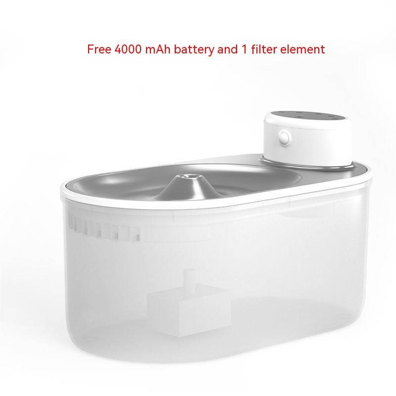 Smart Wireless Pet Water Fountain – Stainless Steel, Rechargeable, Ultra-Quiet for Cats & Dogs Ivory White Suit