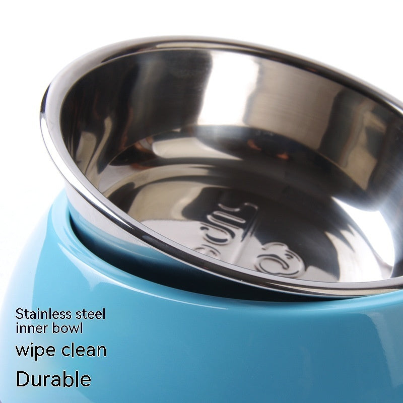 Stainless Steel Pet Bowl with Melamine Base – Durable Dog & Cat Feeding Dish