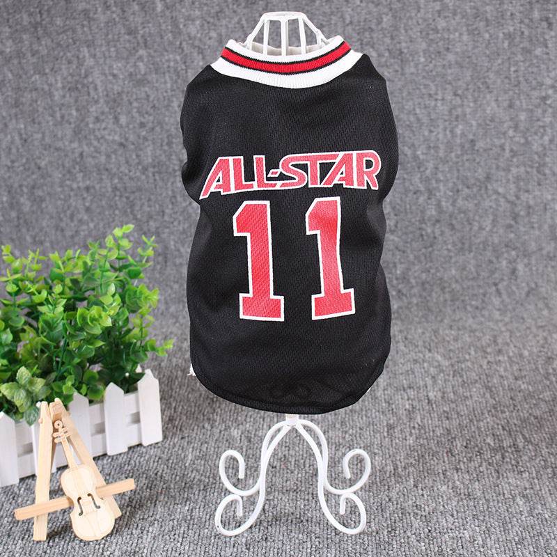 All-Star Basketball Jersey for Dogs – Breathable Sportswear for Pets Black