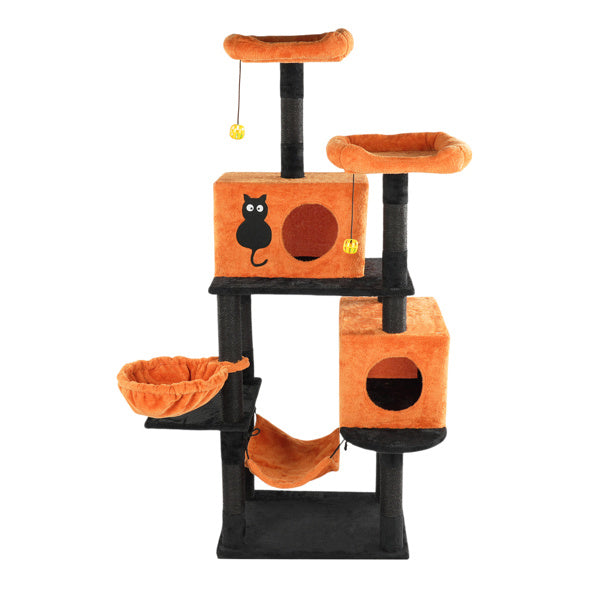 Halloween Cat Tree – Multi-Level Cat Tower with Condos, Hammocks & Scratching Posts for Large Cats Black and orange