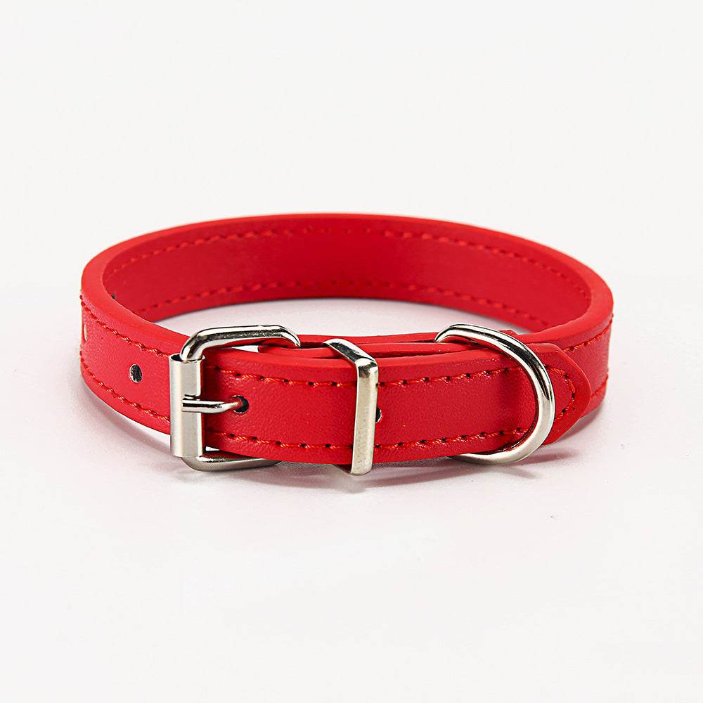 Stylish PU Leather Dog Collar – Durable and Lightweight red