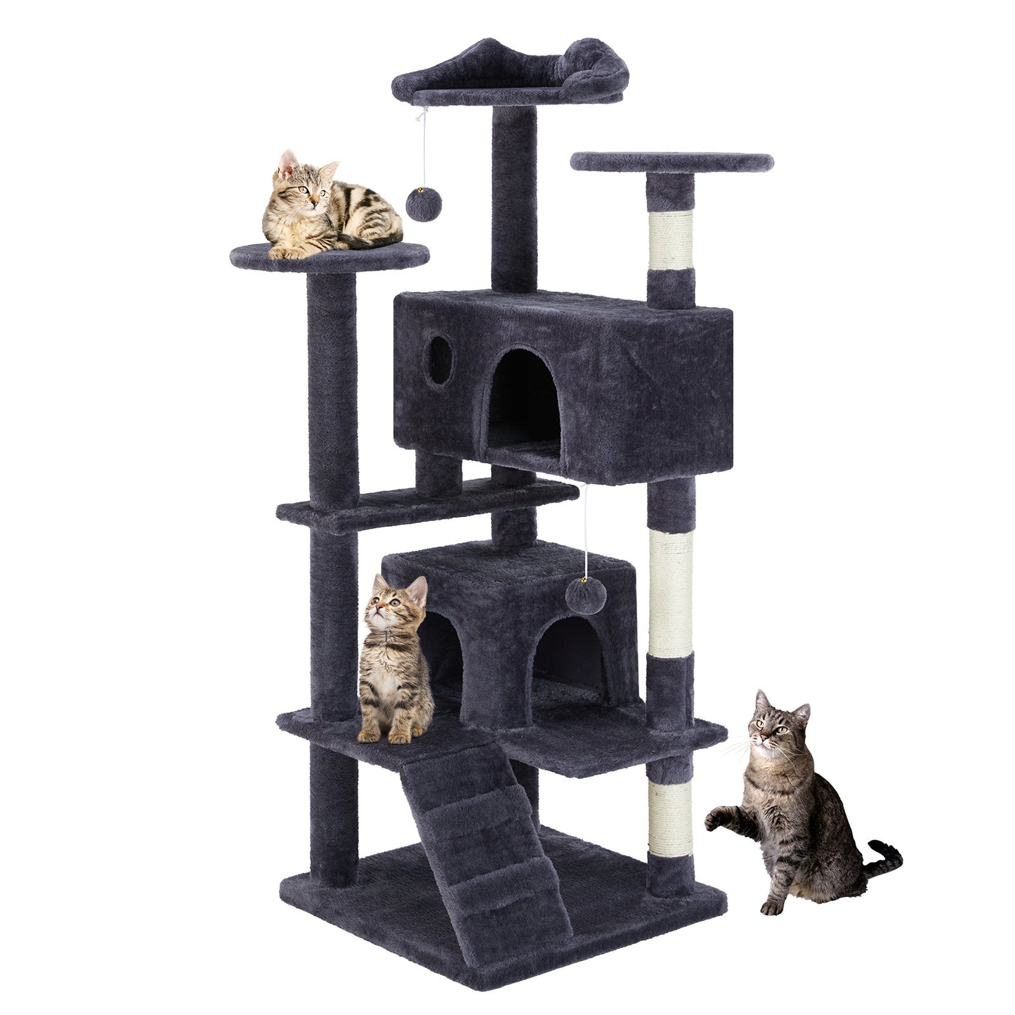 Multi-Functional Cat Treehouse – Cat Climbing Frame with Condo, Perches & Scratching Posts Deep blue
