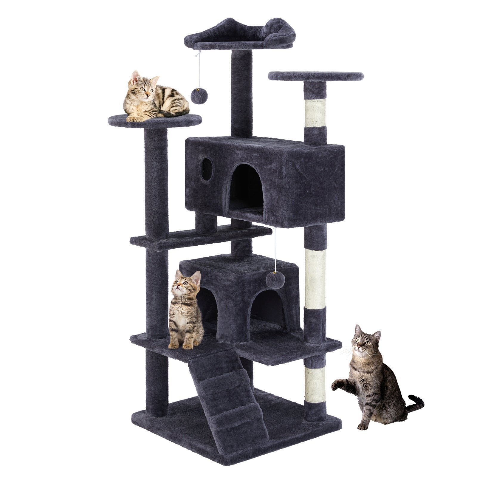 Multi-Functional Cat Treehouse – Cat Climbing Frame with Condo, Perches & Scratching Posts Deep blue