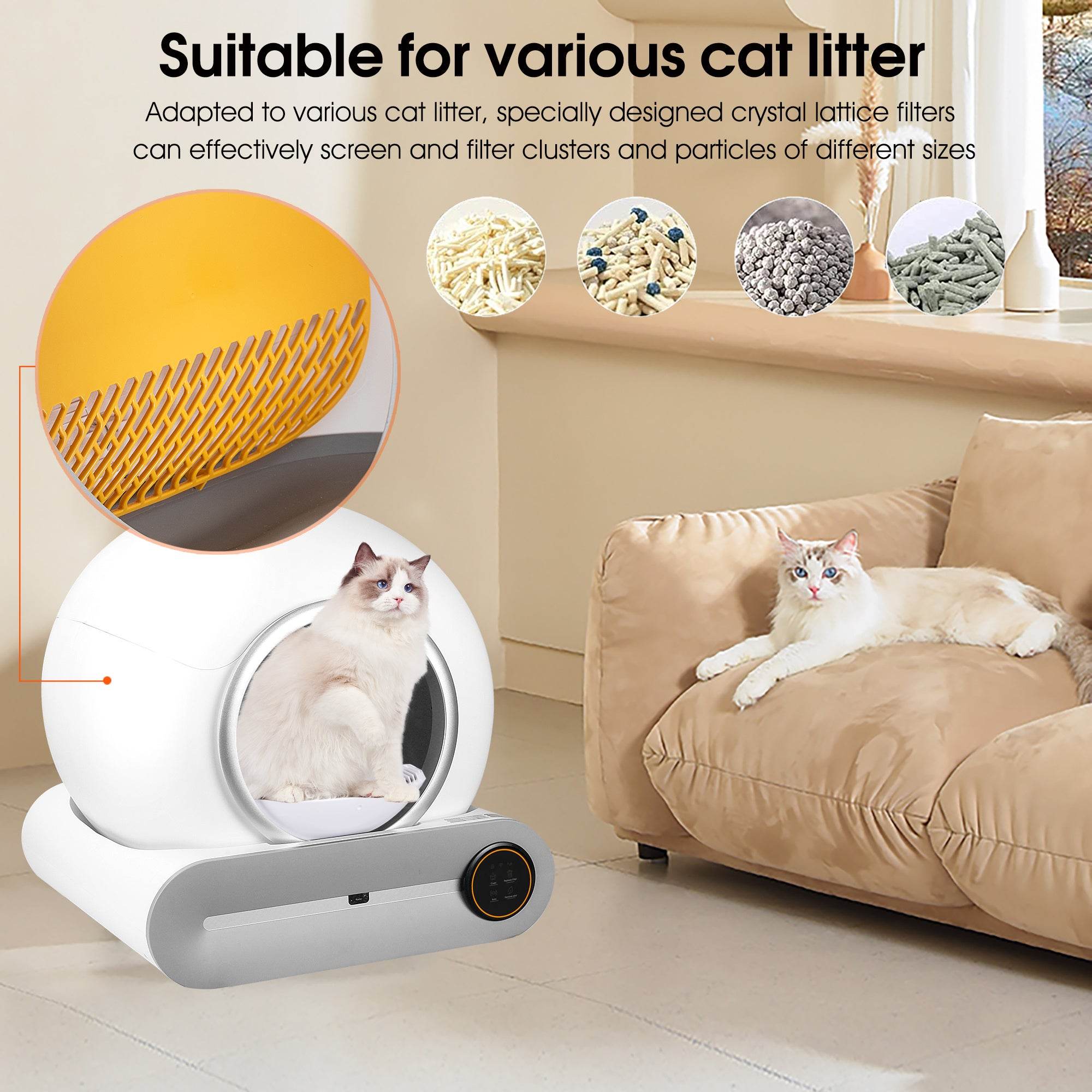 Smart Self-Cleaning Cat Litter Box – App-Controlled, Auto Scooping & Odor Removal (2.4GHz Wi-Fi)