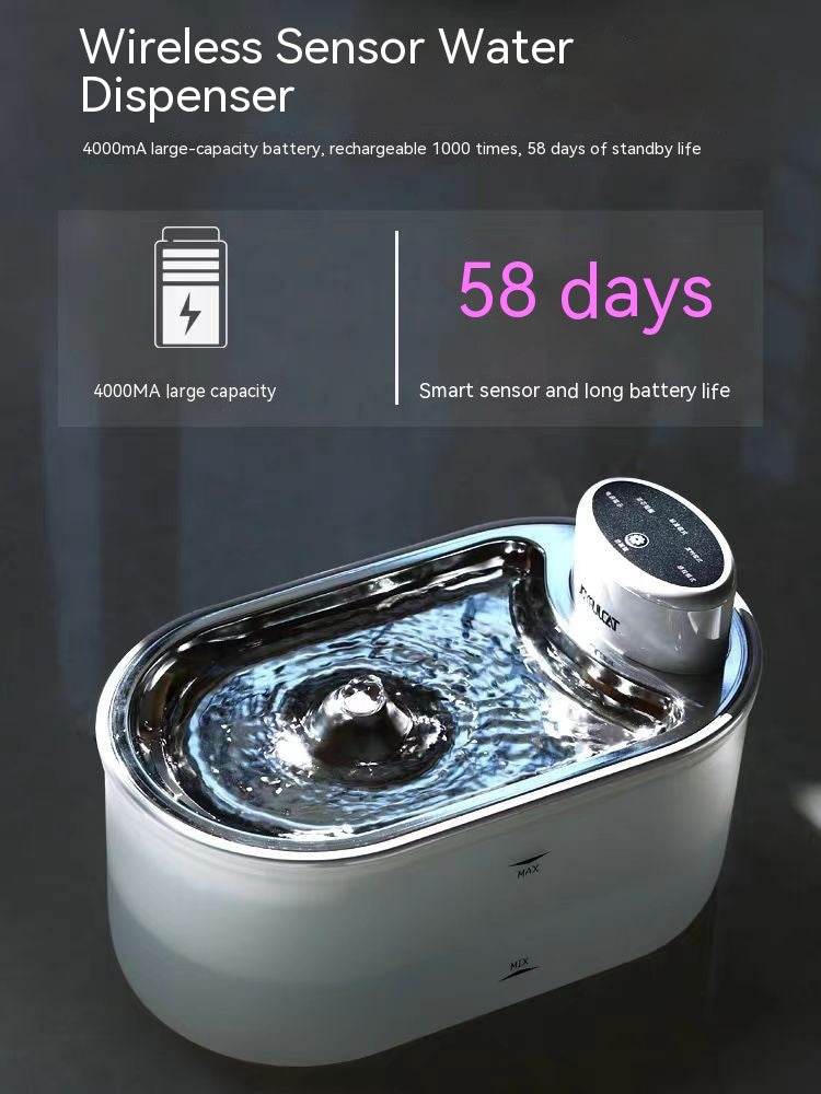 Smart Wireless Pet Water Fountain – Stainless Steel, Rechargeable, Ultra-Quiet for Cats & Dogs