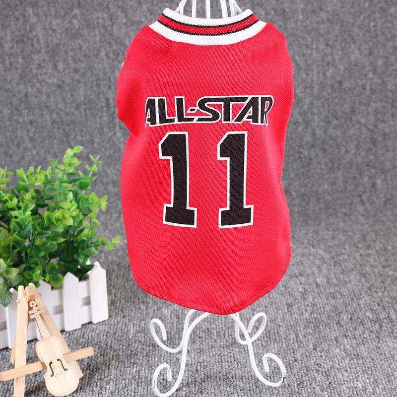 All-Star Basketball Jersey for Dogs – Breathable Sportswear for Pets Red