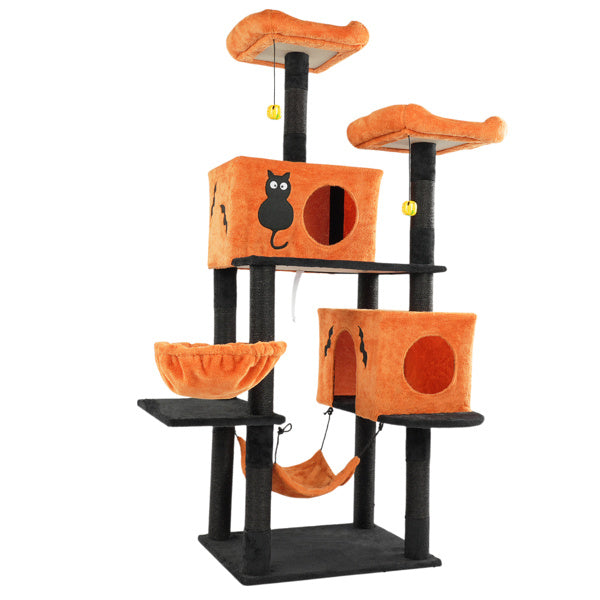 Halloween Cat Tree – Multi-Level Cat Tower with Condos, Hammocks & Scratching Posts for Large Cats