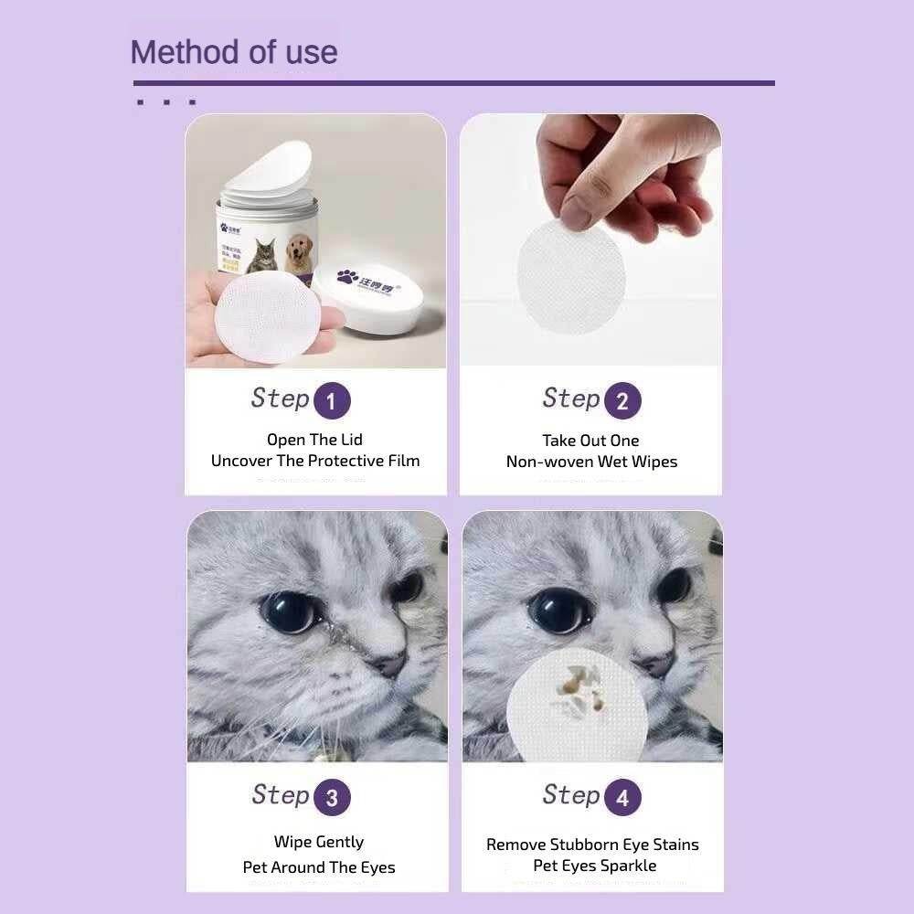 Pet Eye Wipes for Dogs & Cats – 200 Hypoallergenic Tear Stain Remover Pads with Vitamin C, B5 & HA