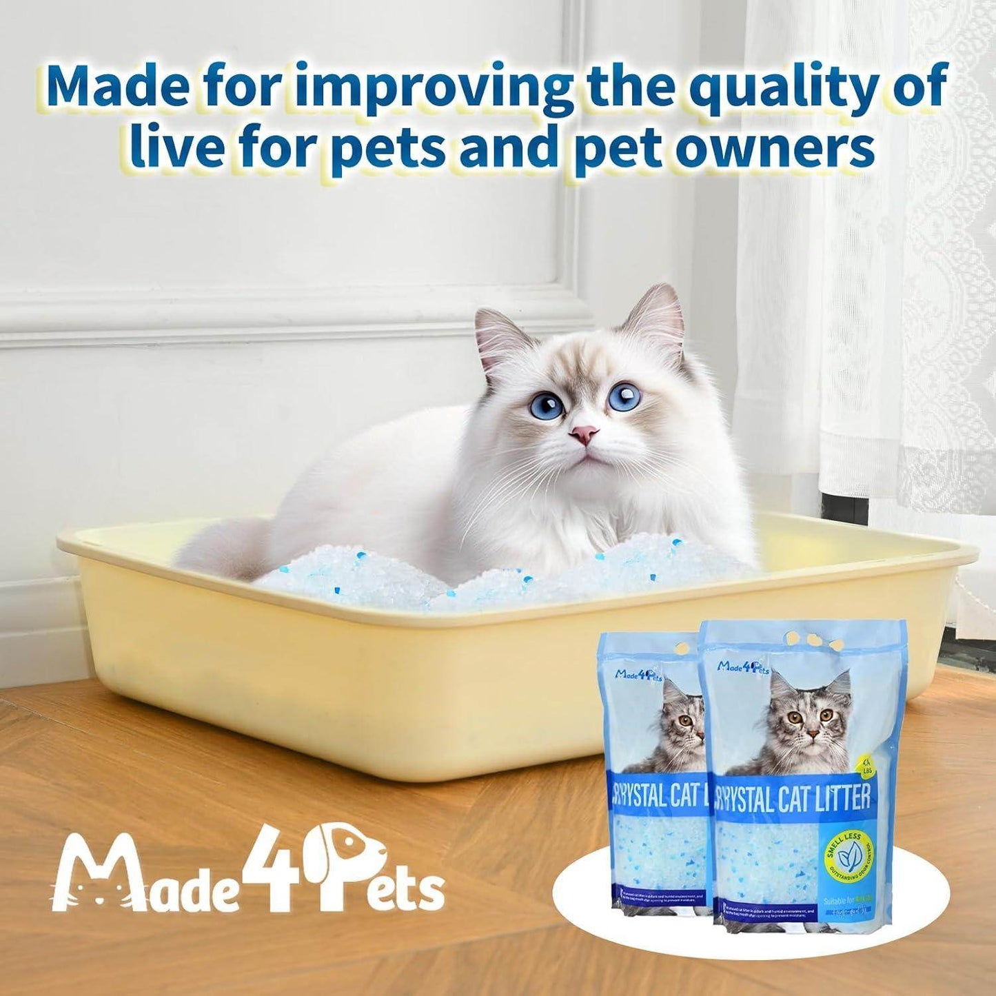 Crystal Cat Litter – Non-Clumping, Odor Control, Low Dust, Lightweight & Long-Lasting (4.3 lb Bag)