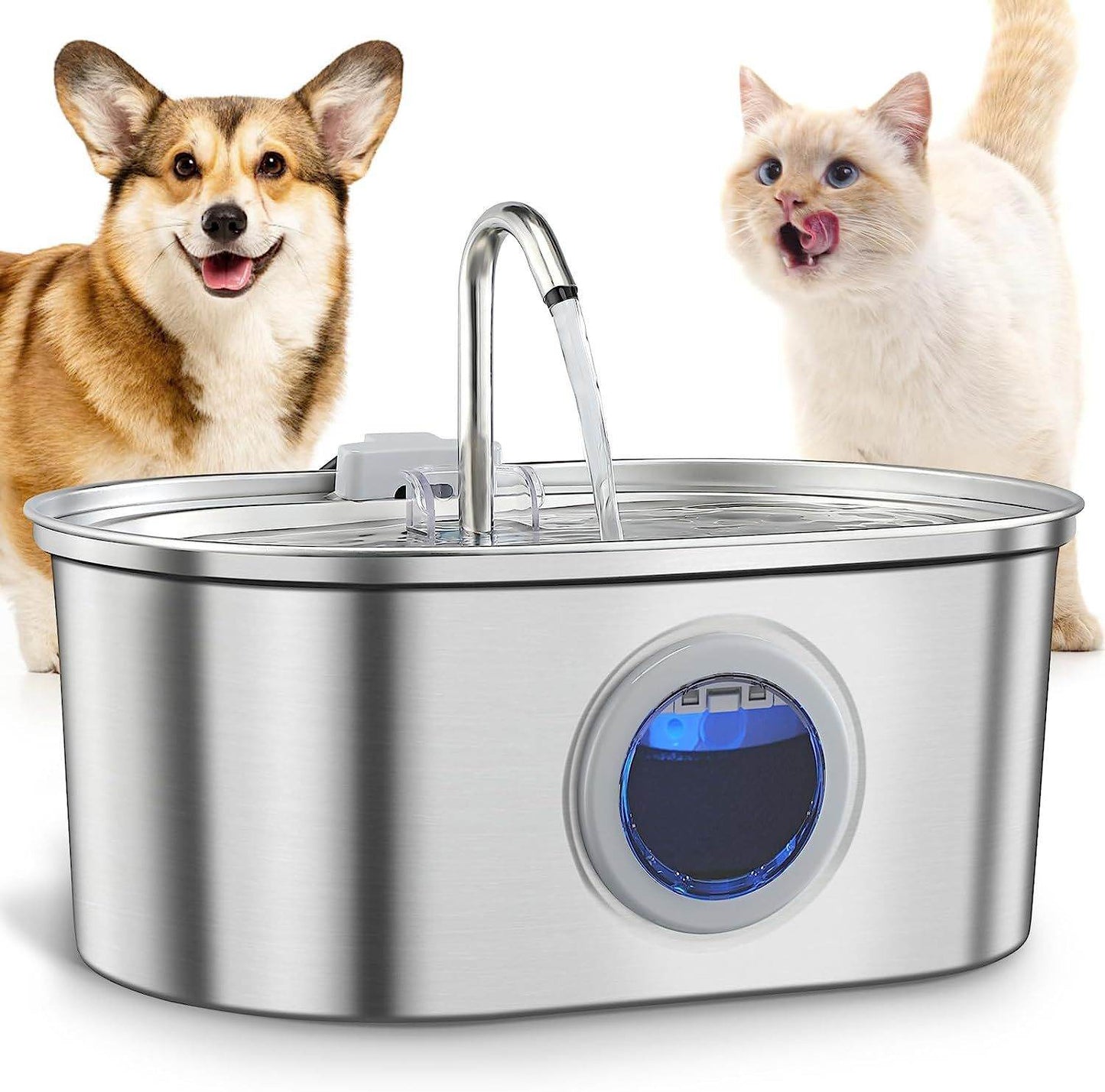 Stainless Steel Cat Water Fountain – Quiet Circulation with Multi-Layer Filtration