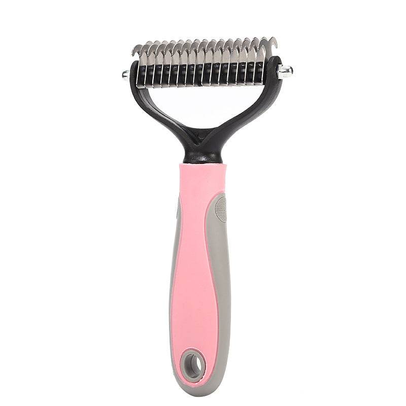 Double-Sided Pet Grooming Brush – Hair Removal & Dematting Comb for Cats & Dogs Pink