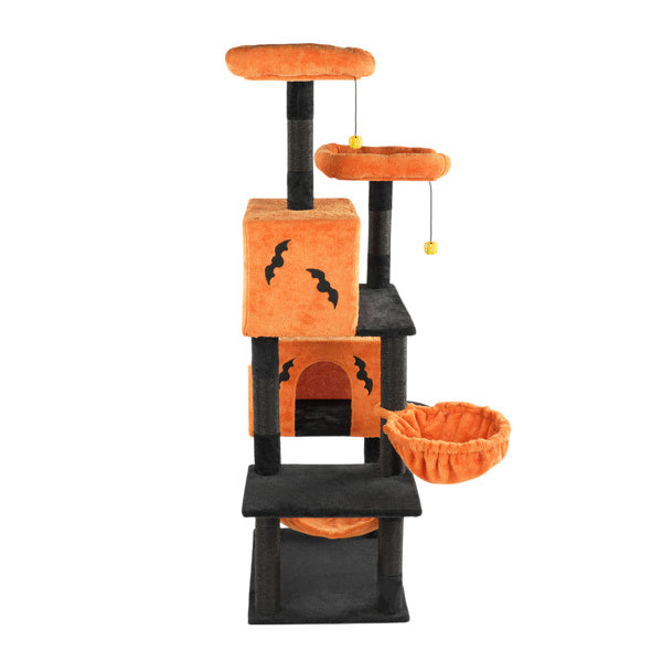 Halloween Cat Tree – Multi-Level Cat Tower with Condos, Hammocks & Scratching Posts for Large Cats