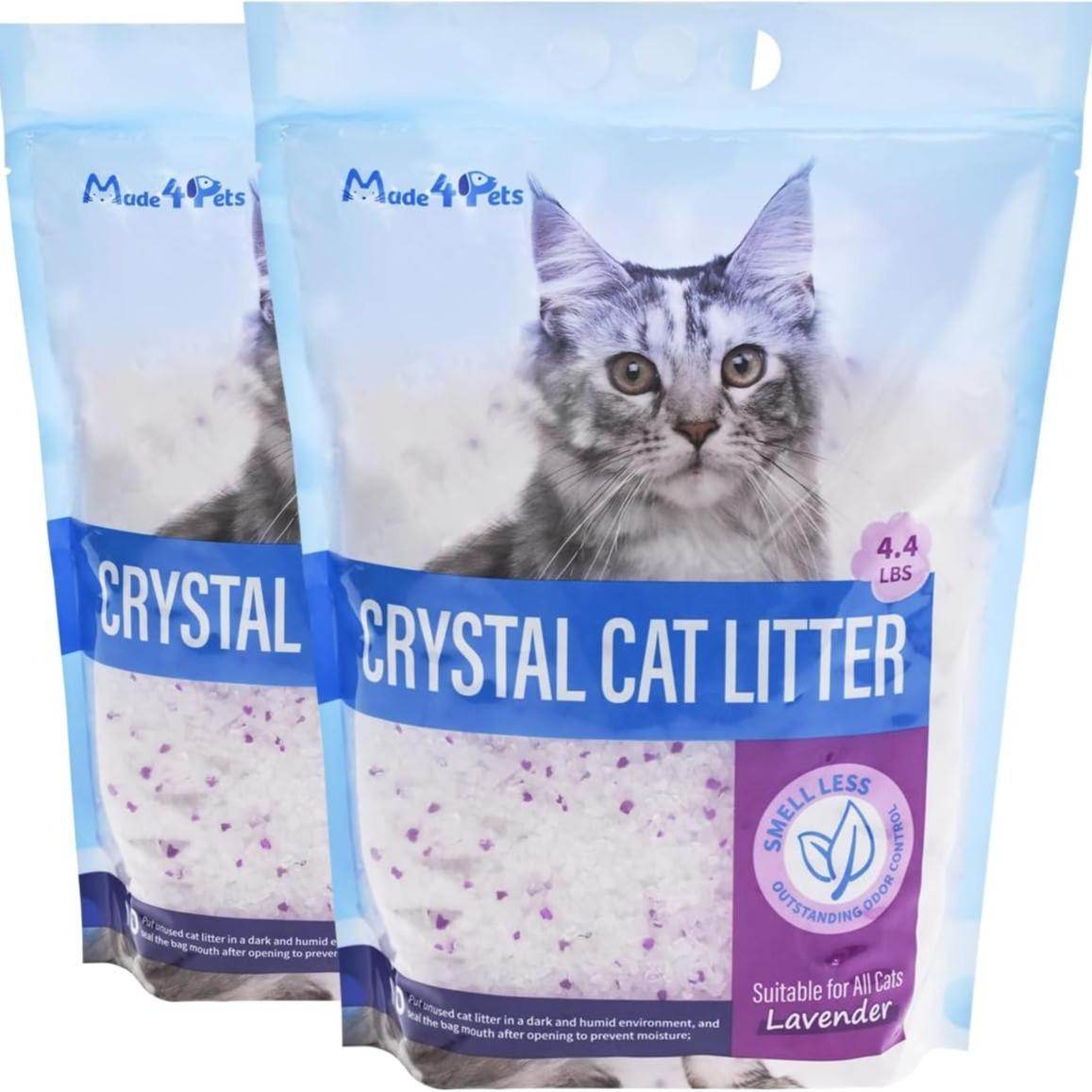 Crystal Cat Litter – Non-Clumping, Odor Control, Low Dust, Lightweight & Long-Lasting (4.3 lb Bag) Lavender