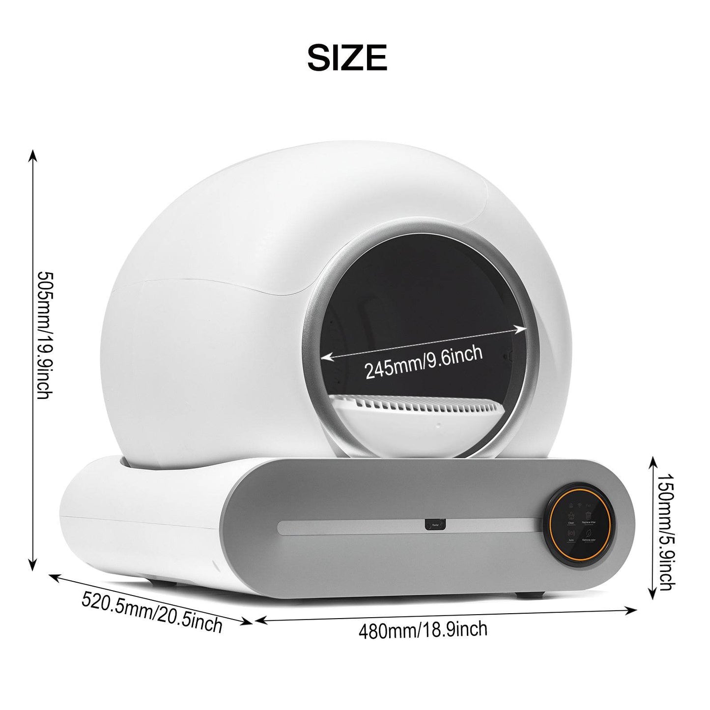 Smart Self-Cleaning Cat Litter Box – App-Controlled, Auto Scooping & Odor Removal (2.4GHz Wi-Fi) White