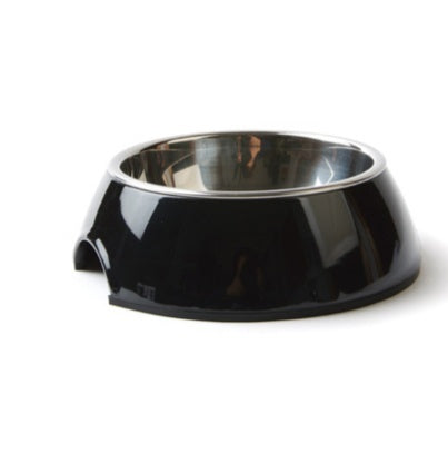 Stainless Steel Pet Bowl with Melamine Base – Durable Dog & Cat Feeding Dish Black