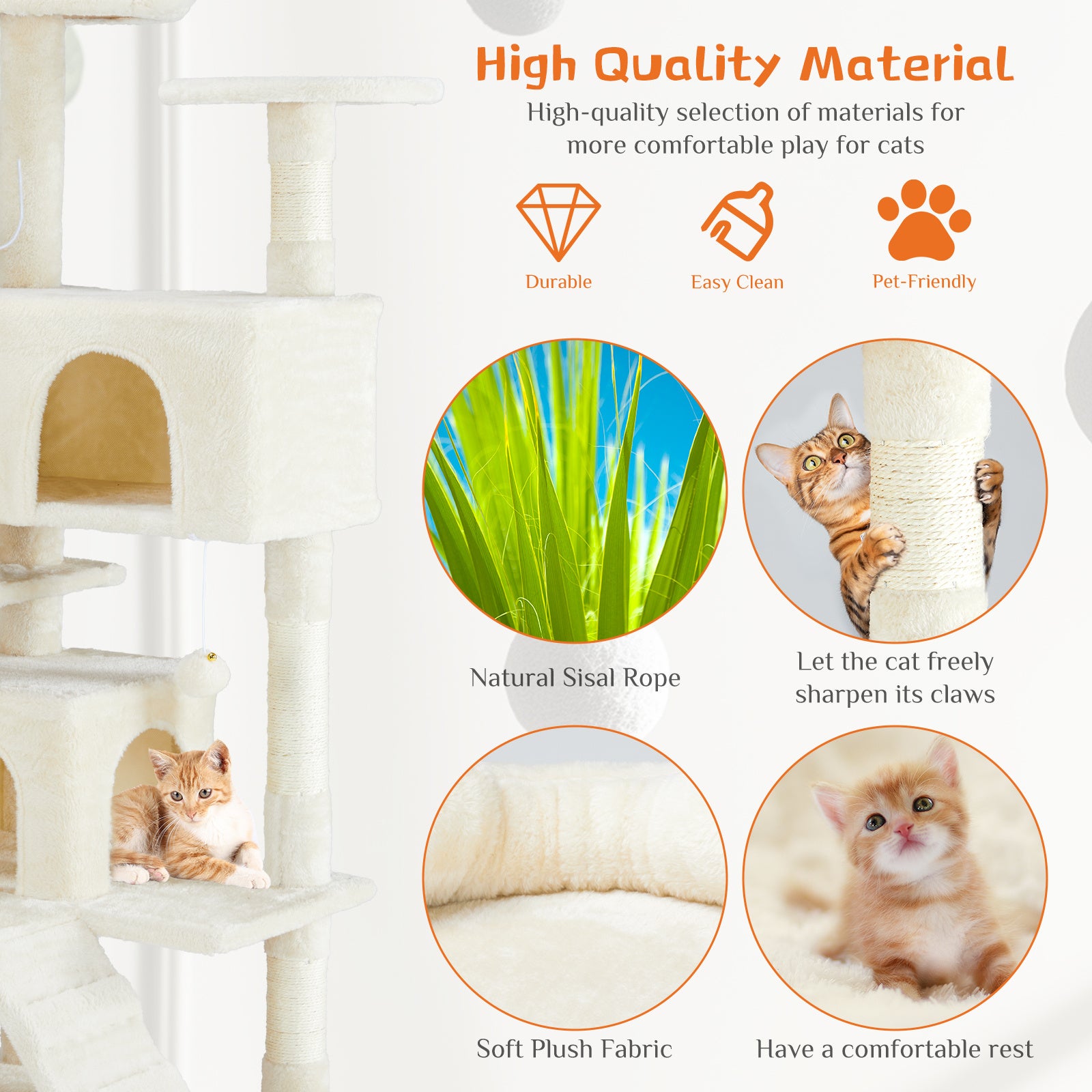 Multi-Functional Cat Treehouse – Cat Climbing Frame with Condo, Perches & Scratching Posts
