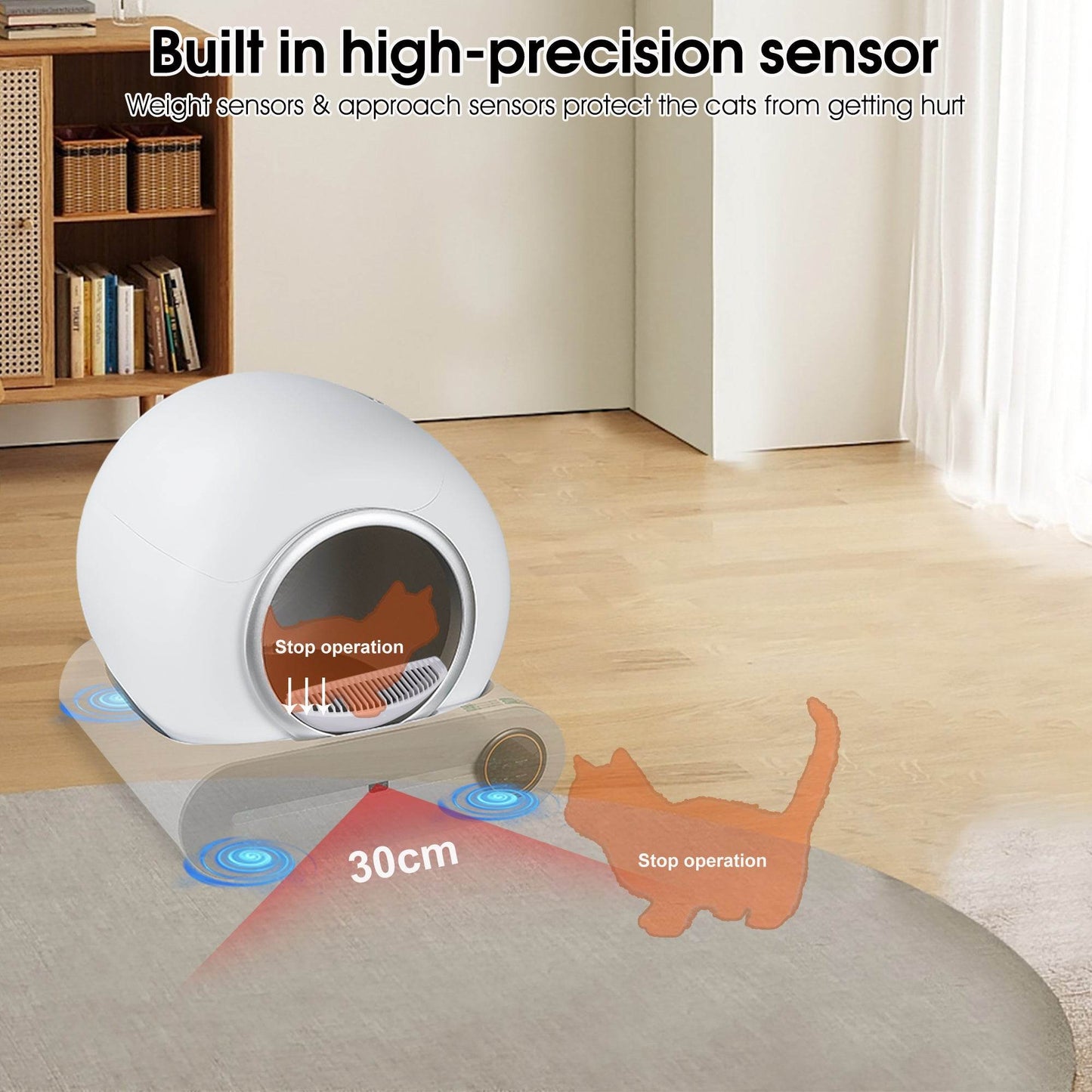 Smart Self-Cleaning Cat Litter Box – App-Controlled, Auto Scooping & Odor Removal (2.4GHz Wi-Fi)