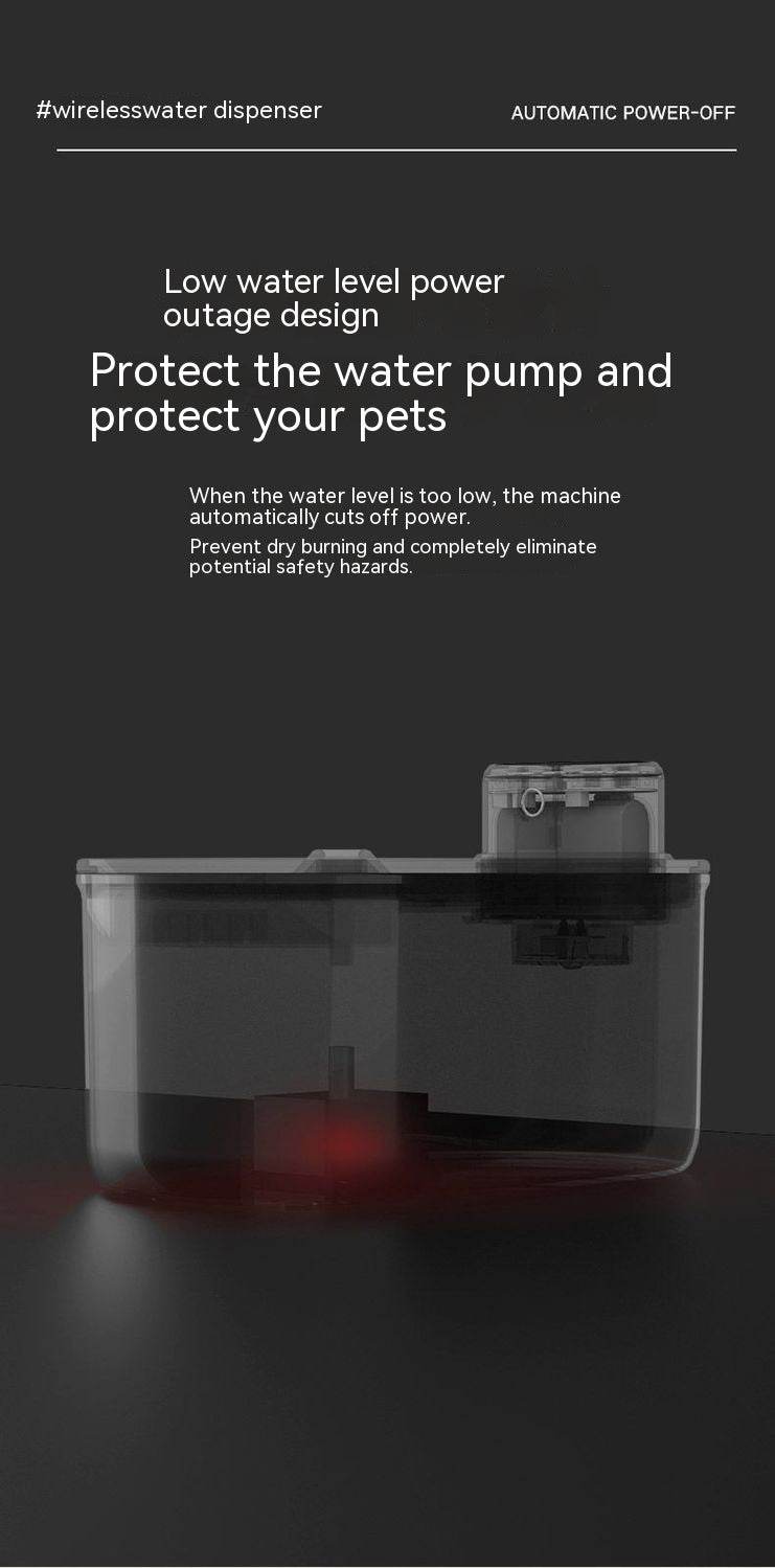 Smart Wireless Pet Water Fountain – Stainless Steel, Rechargeable, Ultra-Quiet for Cats & Dogs Black Suit