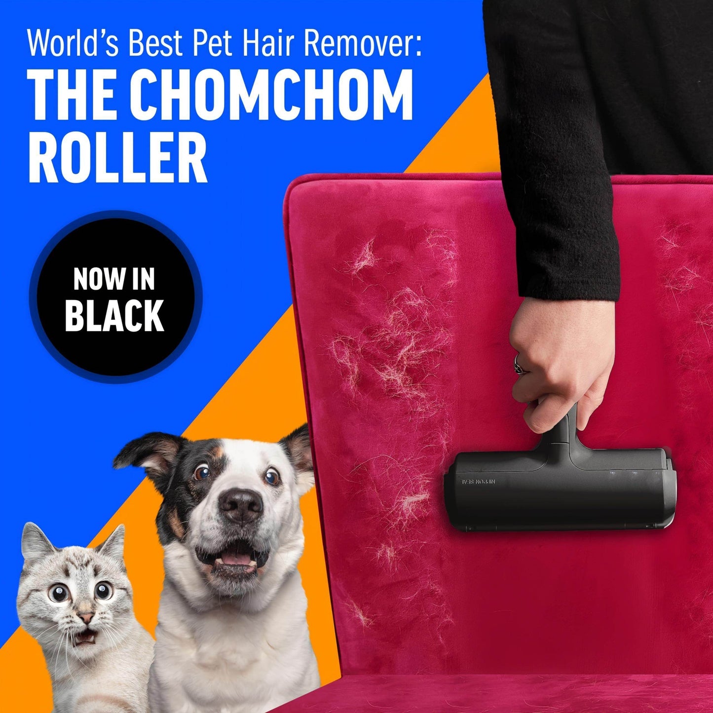 Reusable Pet Hair Remover β Sticky Roller for Furniture, Carpets & Clothes (Black, Portable & Eco-Friendly) Black