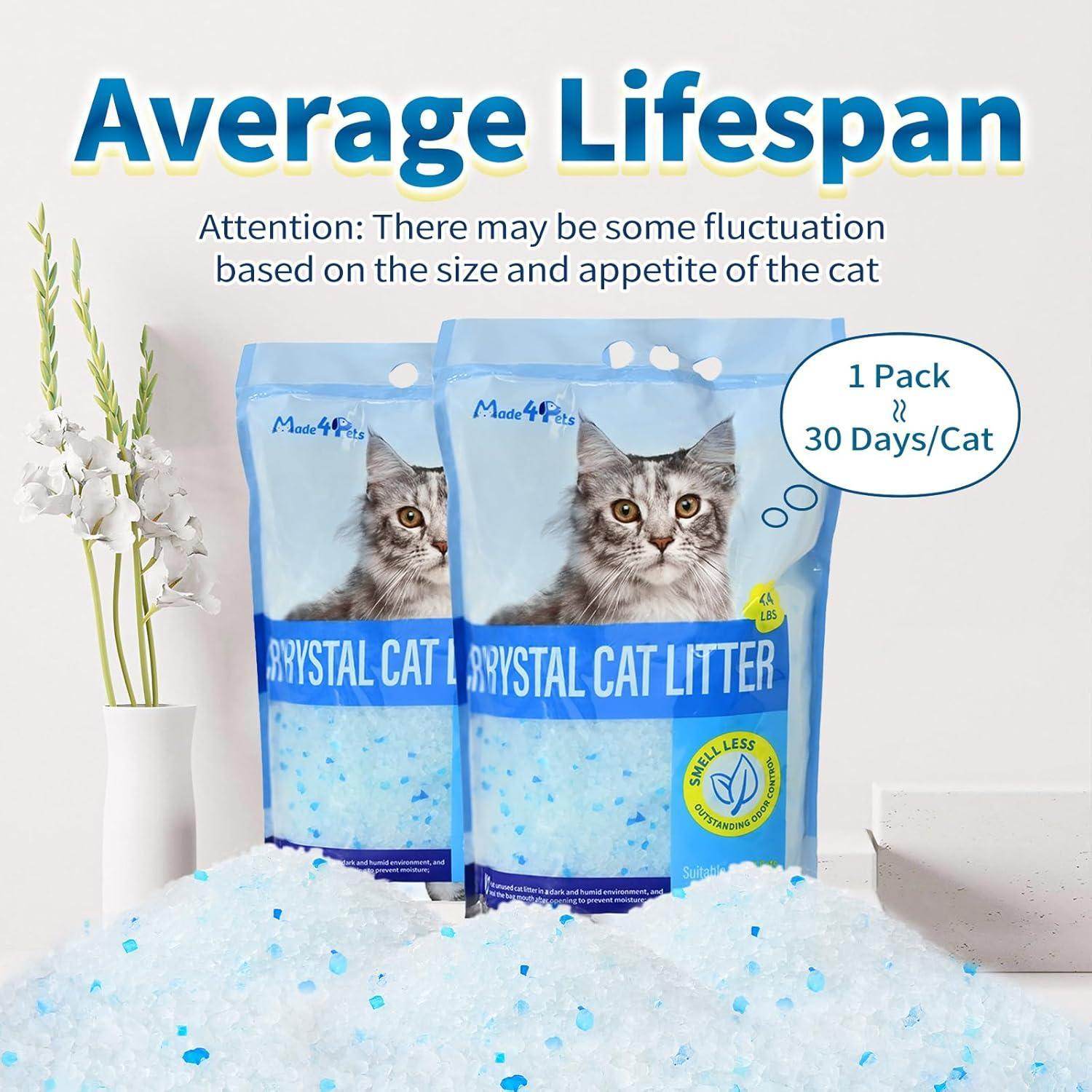 Crystal Cat Litter – Non-Clumping, Odor Control, Low Dust, Lightweight & Long-Lasting (4.3 lb Bag)