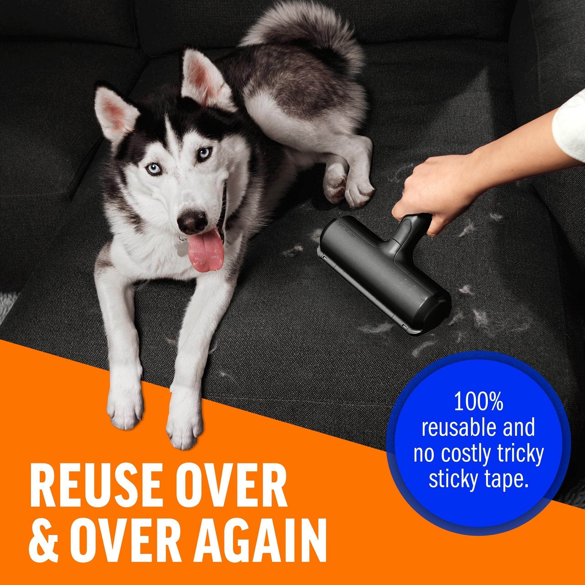 Reusable Pet Hair Remover – Sticky Roller for Furniture, Carpets & Clothes (Black, Portable & Eco-Friendly)