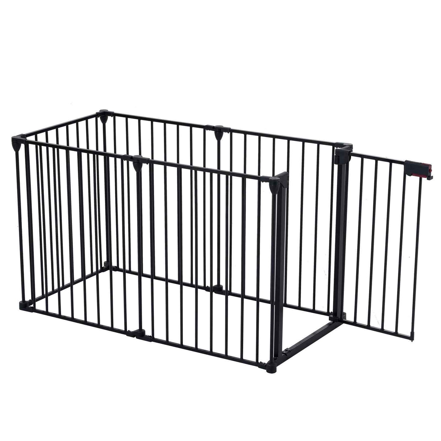 150" Adjustable Metal Safety Gate with 6 Panels – Multi-Functional Play Yard, Fireplace Fence, Stair Gate, and Christmas Tree Barrier