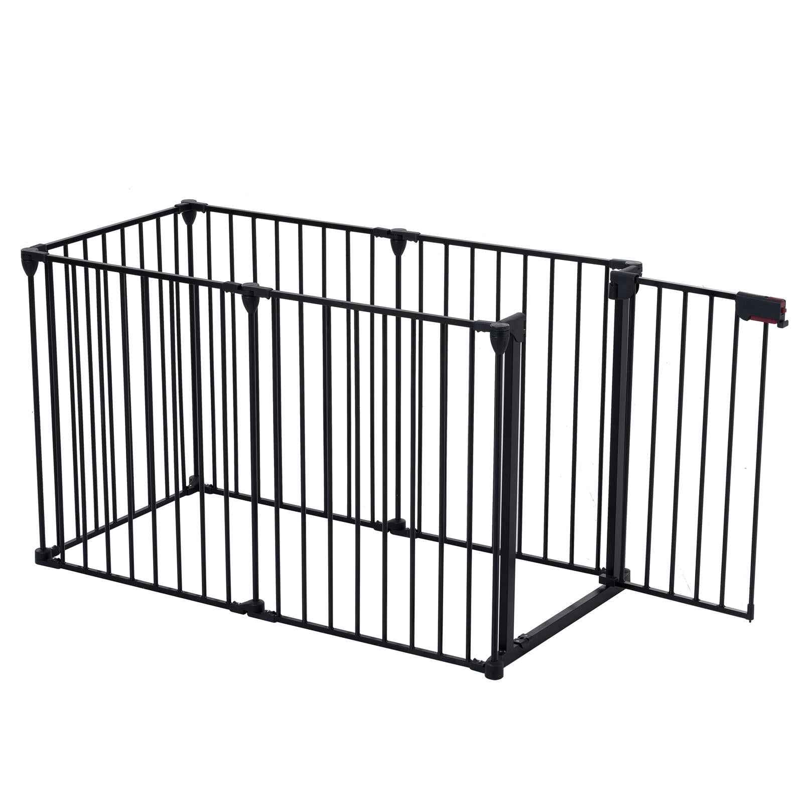 150" Adjustable Metal Safety Gate with 6 Panels – Multi-Functional Play Yard, Fireplace Fence, Stair Gate, and Christmas Tree Barrier