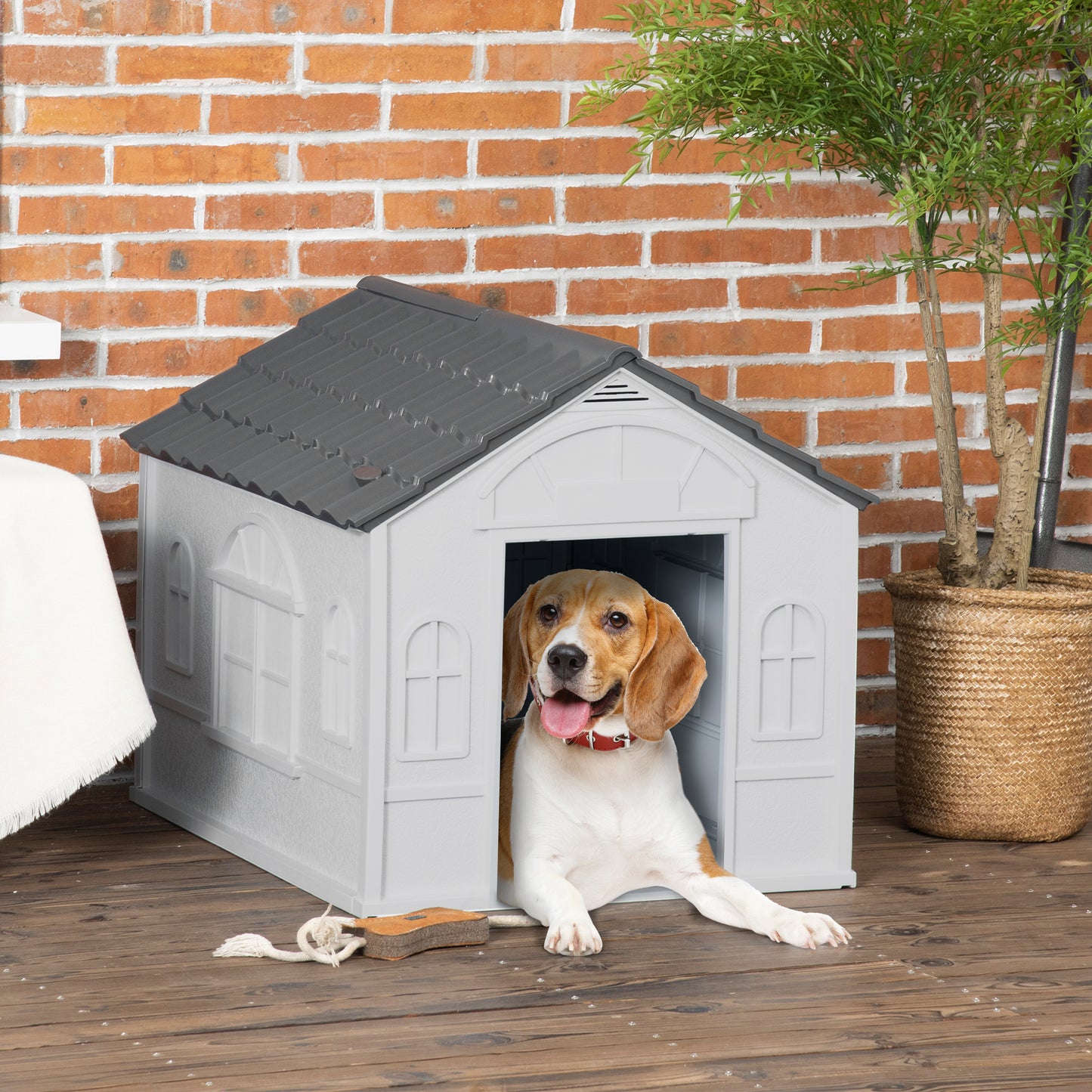 Indoor & Outdoor Dog House – Waterproof Plastic Dog Kennel for Small and Medium Dogs