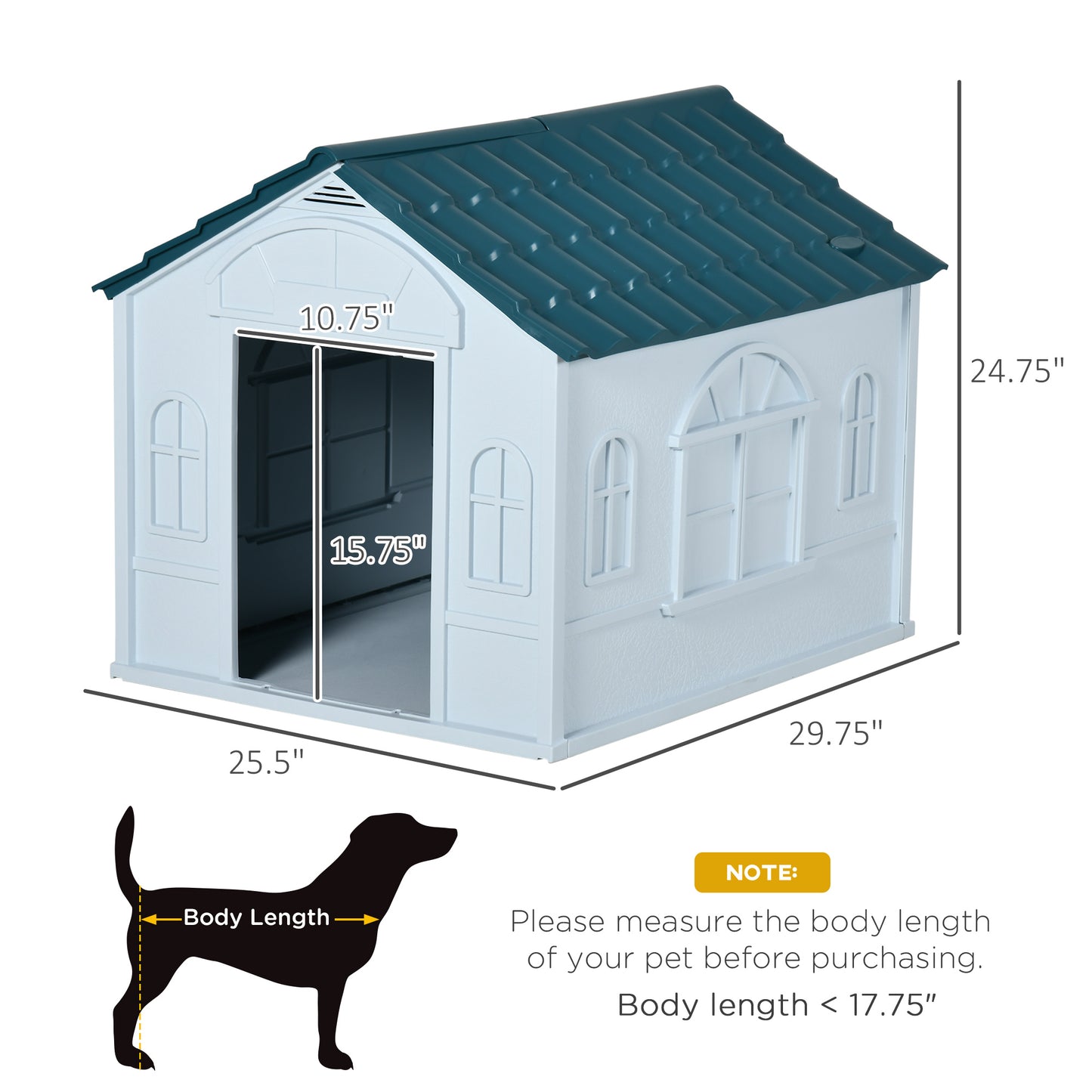 Indoor & Outdoor Dog House – Waterproof Plastic Dog Kennel for Small and Medium Dogs