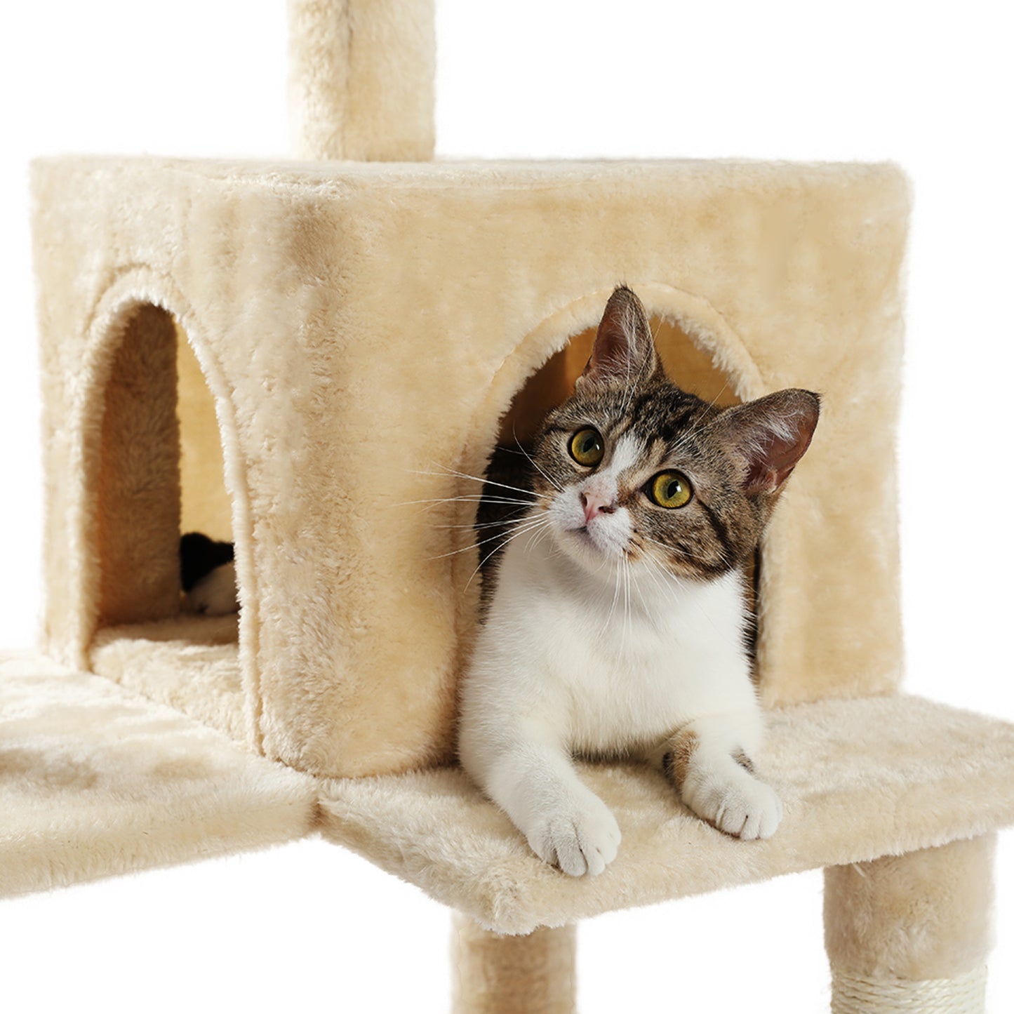 Luxury Cat Tree Tower with Sisal Scratching Post, Cozy Condo, Top Perch, Hammock & Dangling Ball