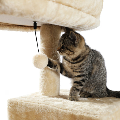 Luxury Cat Tree Tower with Sisal Scratching Post, Cozy Condo, Top Perch, Hammock & Dangling Ball