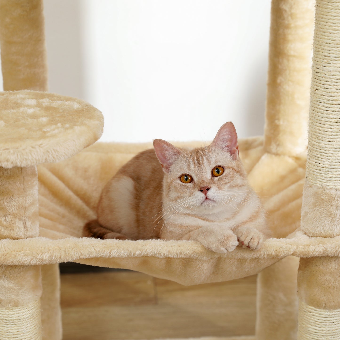 Luxury Cat Tree Tower with Sisal Scratching Post, Cozy Condo, Top Perch, Hammock & Dangling Ball