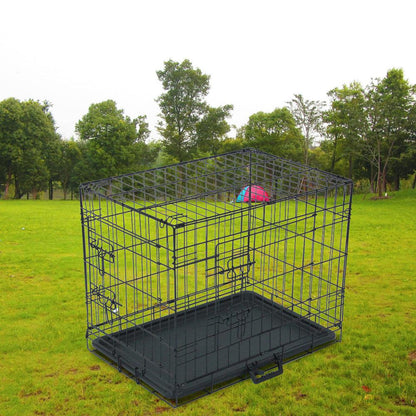 24" Pet Kennel Cat Dog Folding Steel Crate Animal Playpen Wire Metal