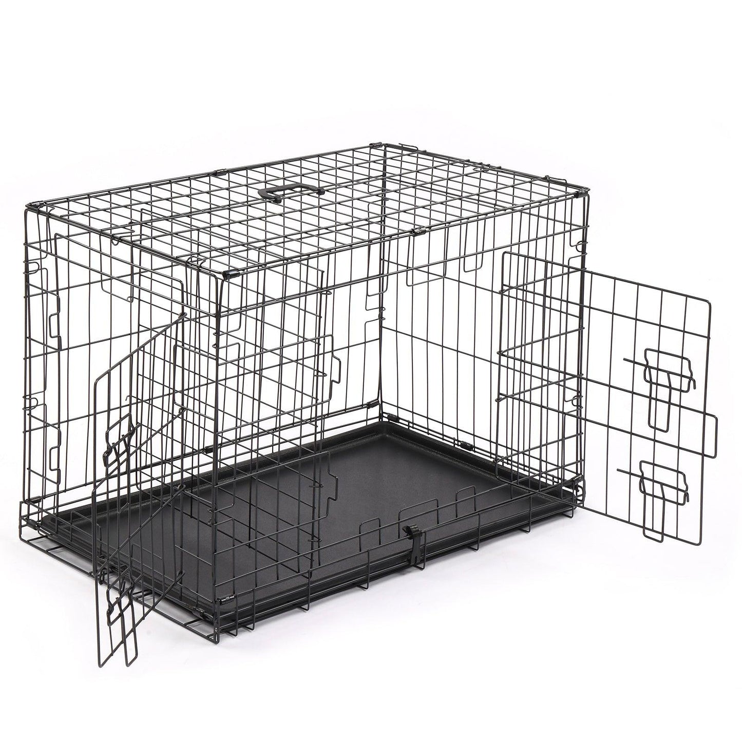 30" Pet Kennel Cat Dog Folding Steel Crate Animal Playpen Wire Metal