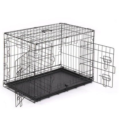 30" Pet Kennel Cat Dog Folding Steel Crate Animal Playpen Wire Metal