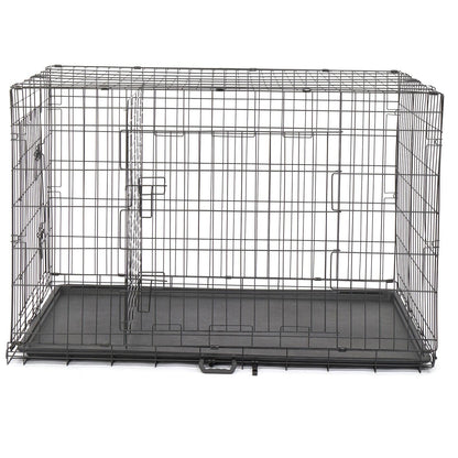 48" Pet Kennel Cat Dog Folding Steel Crate Animal Playpen Wire Metal