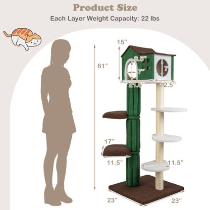 61" - 5 level Cat tree, climbing frame, Apartment with cushions, anti-tipping Settings