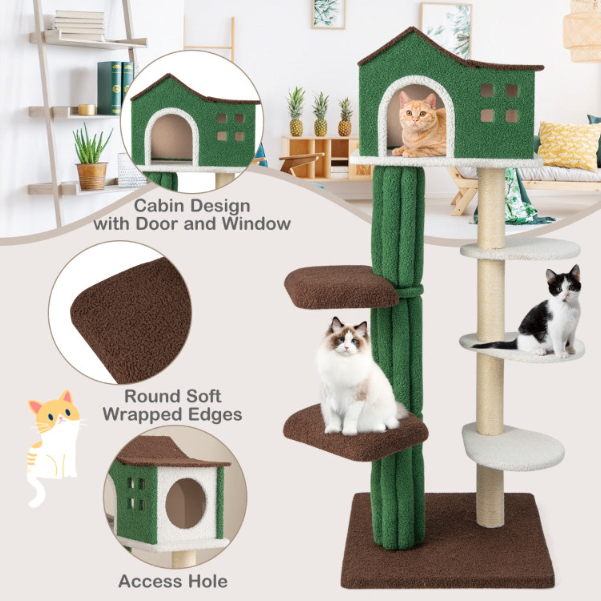 61" - 5 level Cat tree, climbing frame, Apartment with cushions, anti-tipping Settings