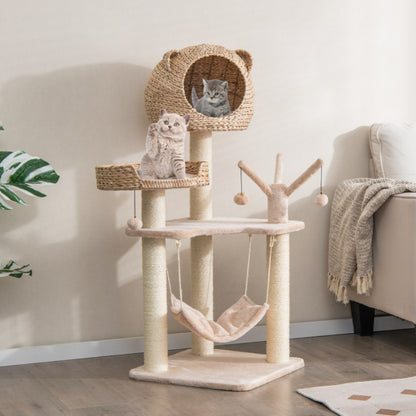 48" inch, Five-story cat tree with hammock