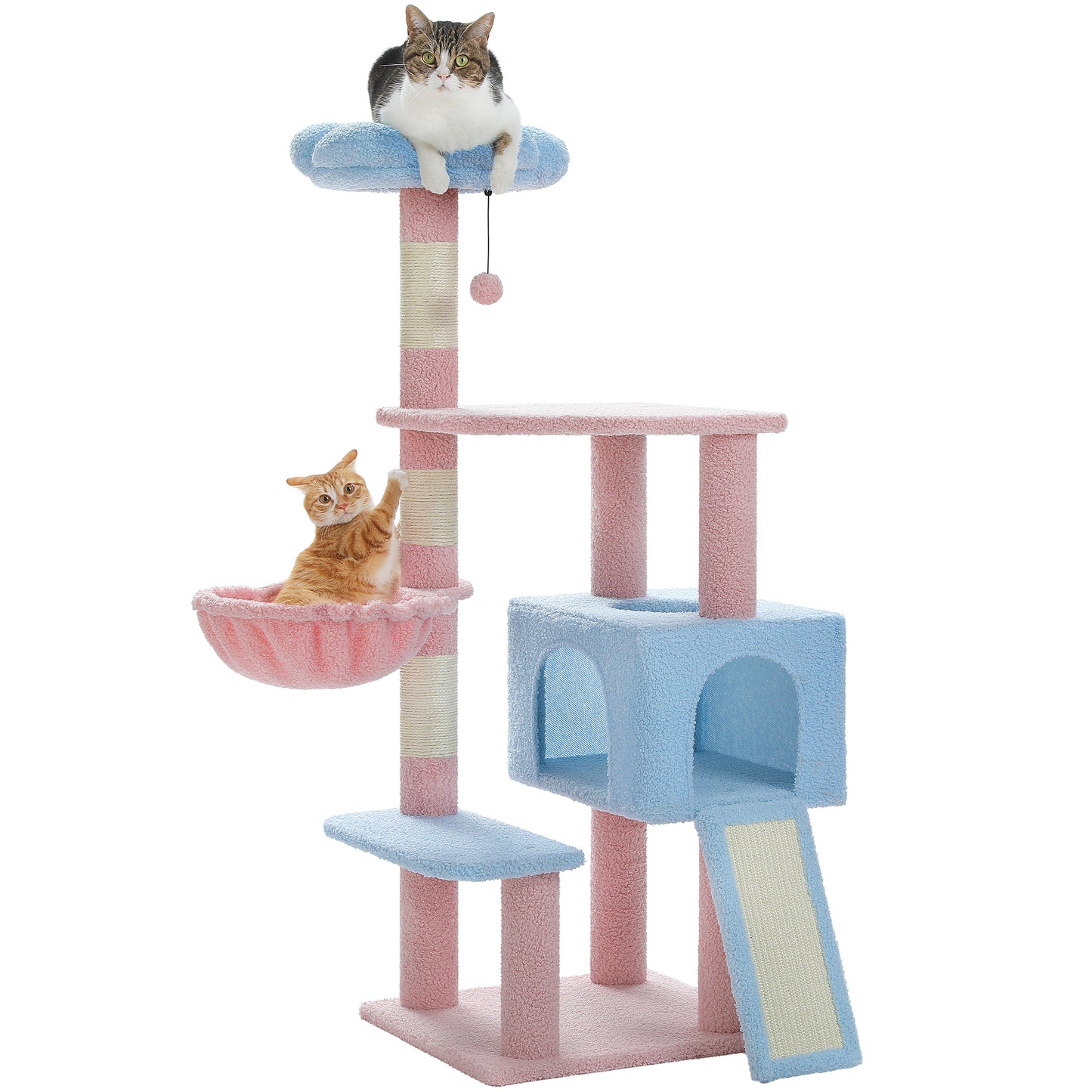 47.3" Flower Cat Tree – Multi-Level Cat Tower with Scratching Posts & Cozy Condo