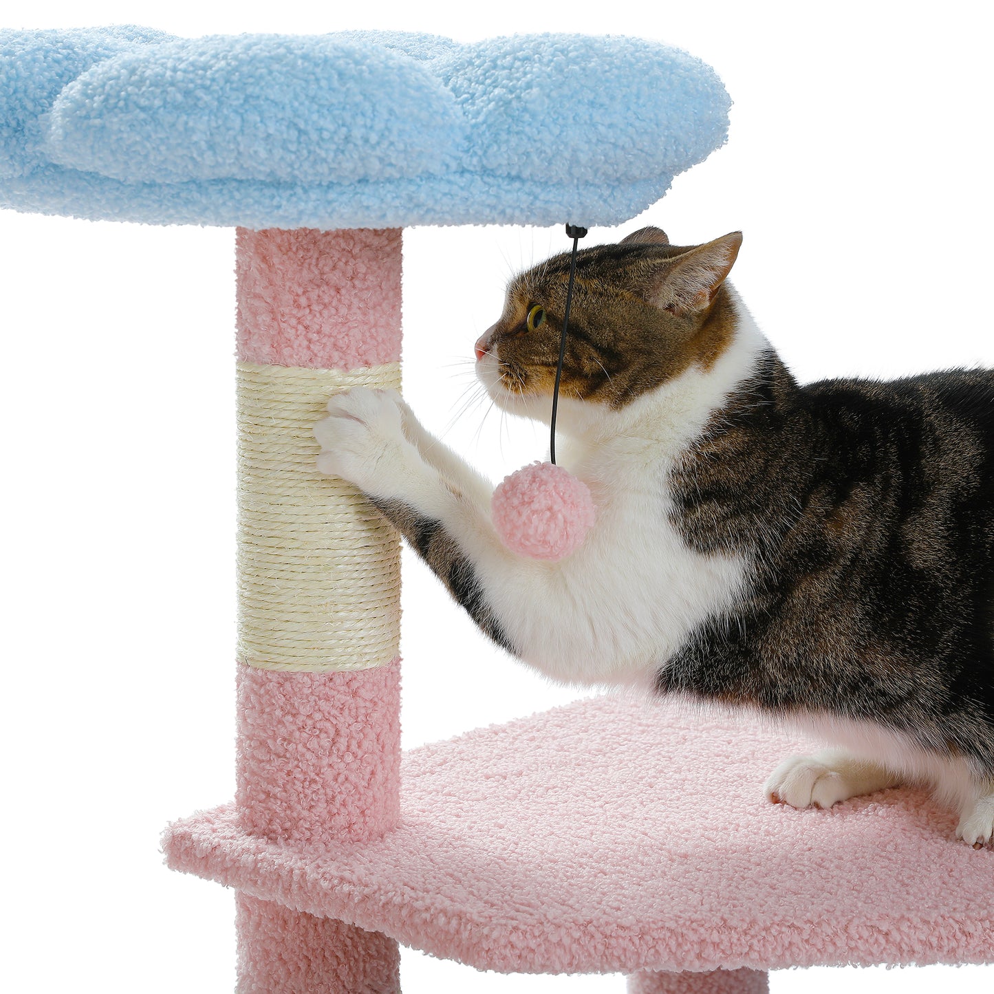 47.3" Flower Cat Tree – Multi-Level Cat Tower with Scratching Posts & Cozy Condo