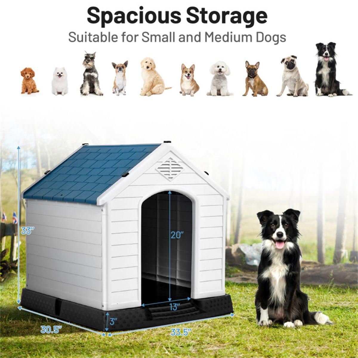 33.5" Plastic Dog House. 33.5"x30.5"x33" (LxWxH)