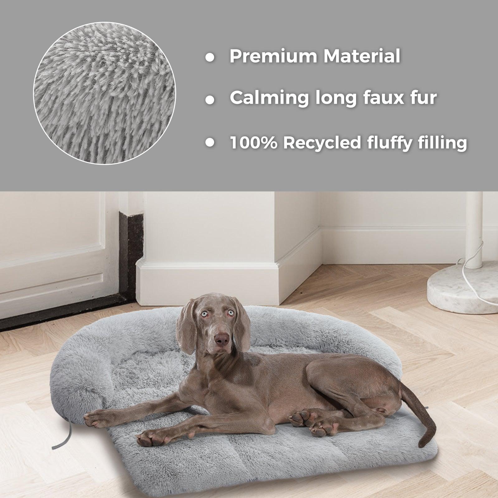 Large Sized Dog Bed, Fluffy Dog Bed Couch Cover, Calming Large Dog Bed, Washable Dog Mat for Furniture Protector, Grey - Adalonia