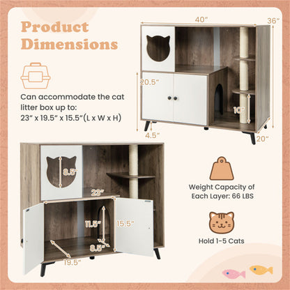 Cat Litter box with Cat scratching post, Cat Apartment, Cat House