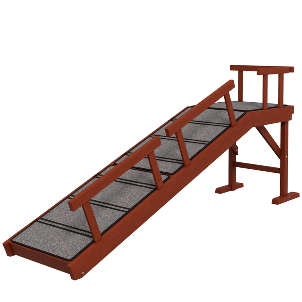 Adjustable Wooden Pet Ramp with Safety Guardrails. 59.8"L