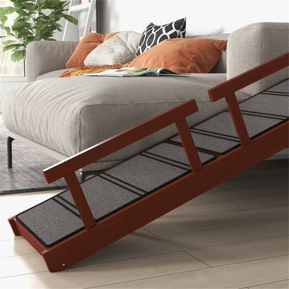 Adjustable Wooden Pet Ramp with Safety Guardrails. 59.8"L