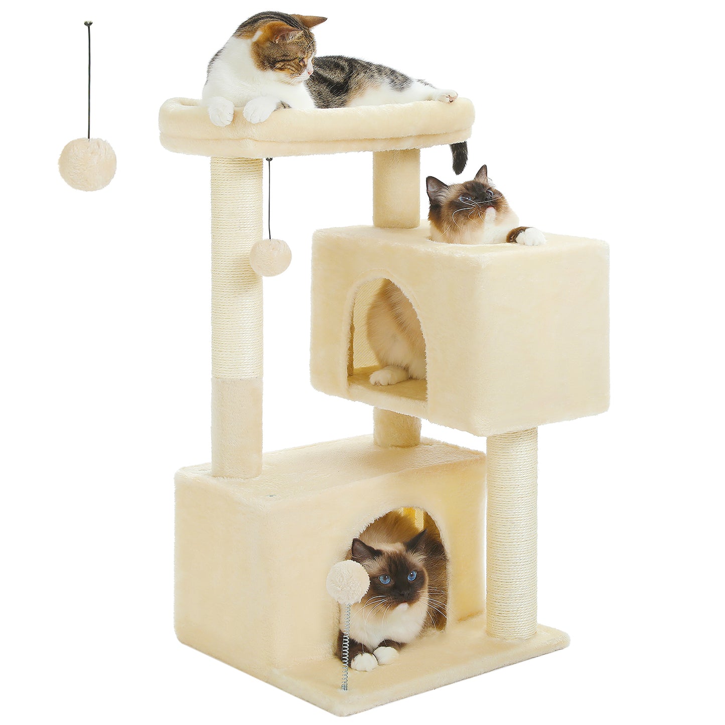 31.5" Cat Tower with Dual Spacious Condos for Kittens and Medium Cats