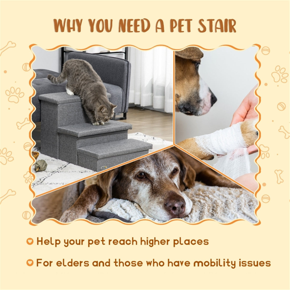 Pet Stairs & Cat Climbing Tower – Storage-Enabled Steps for Easy Access to Beds and Sofas