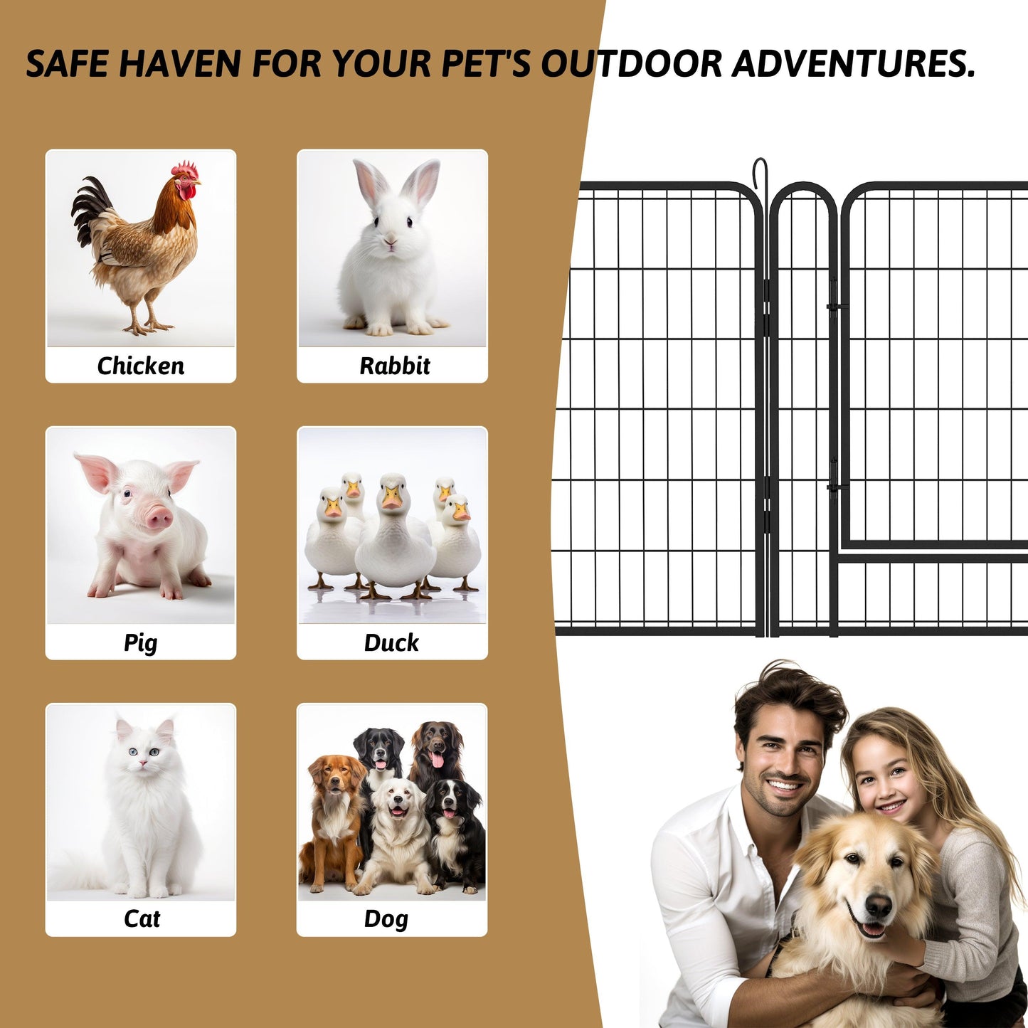 16 Panels Heavy Duty Metal Playpen with 2 doors, 39.37"H Dog Fence Pet Exercise Pen for Outdoor